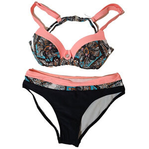 Womens Padded Jewel Top Bikini Set Beach Swimwear Swimsuit Small S